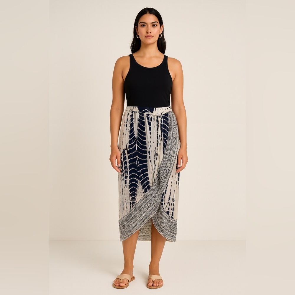 Blue Island Blue and White Patterned Skirt